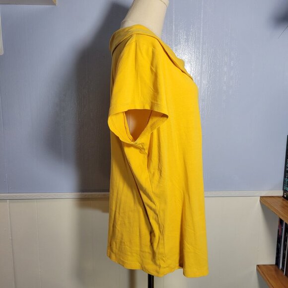 Rafaella 2X Goldenrod Yellow Metal Looped Dressy Shortsleeve Blouse - Picture 4 of 10